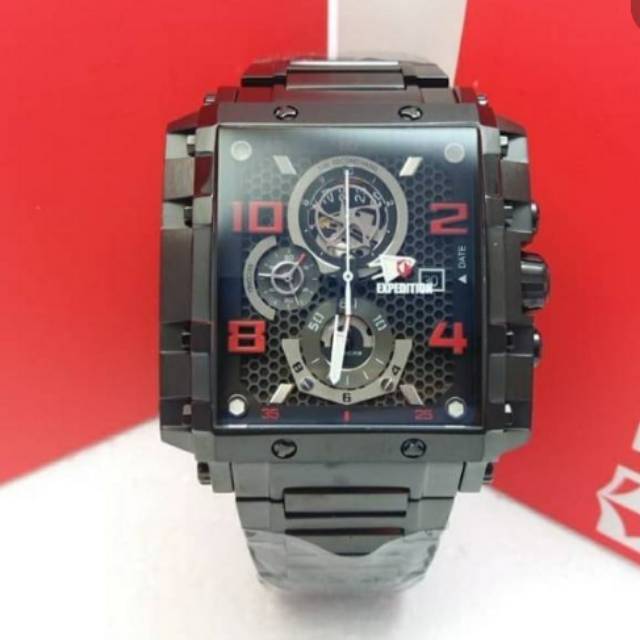 Jam tangan expedition e6757 rantai pria black red original
