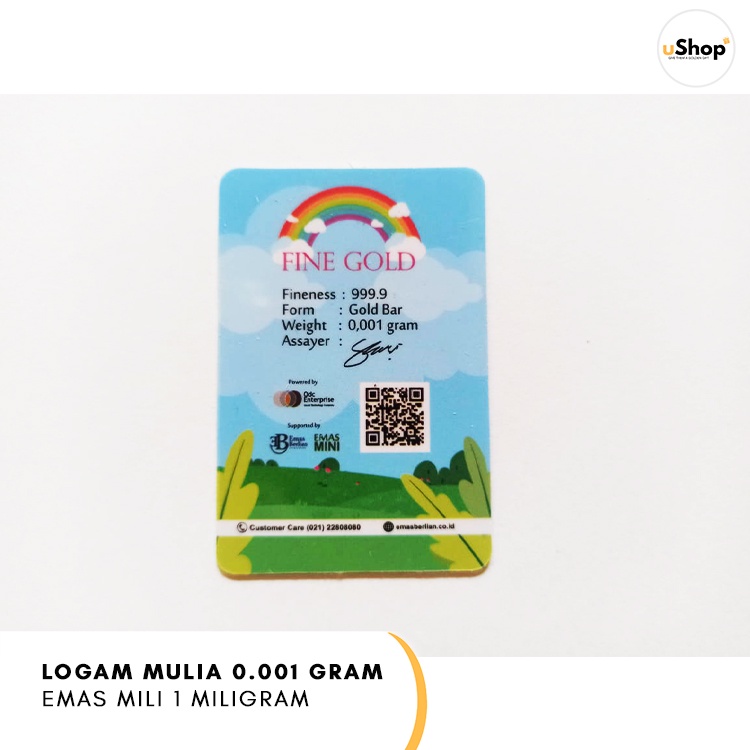 Emas Mini Logam Mulia 0.001 gram Emas Mili Kidz Gold Series 1 miligram