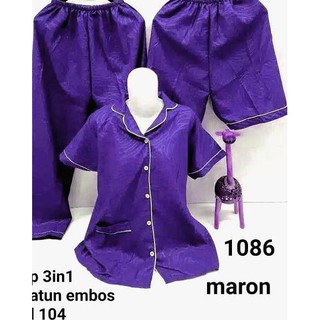 Ready piyama baju  tidur  CP 3 in 1 satin  embos  Shopee 