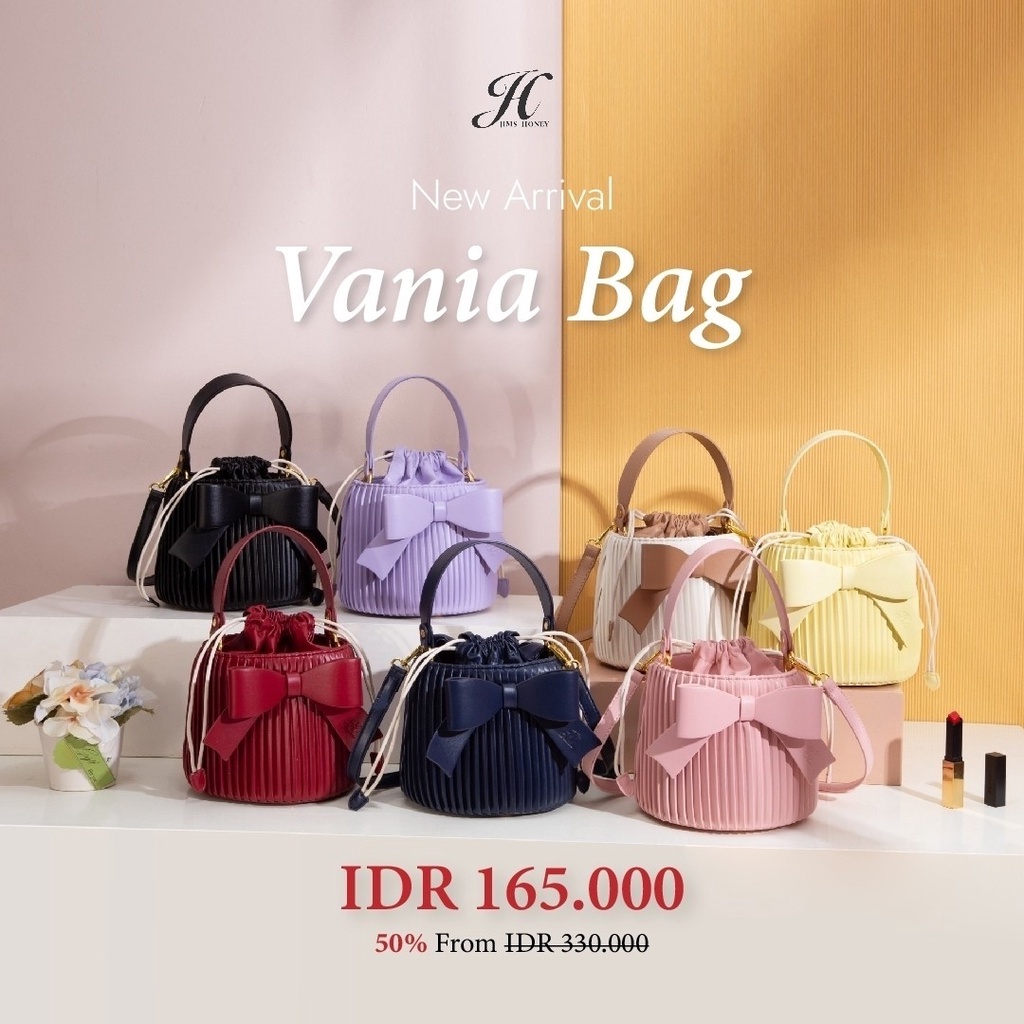 Jims Honey Tas Serut Selempang Vania Bag Fashion Wanita Korea Kuliah Simple Import JH Jimshoney