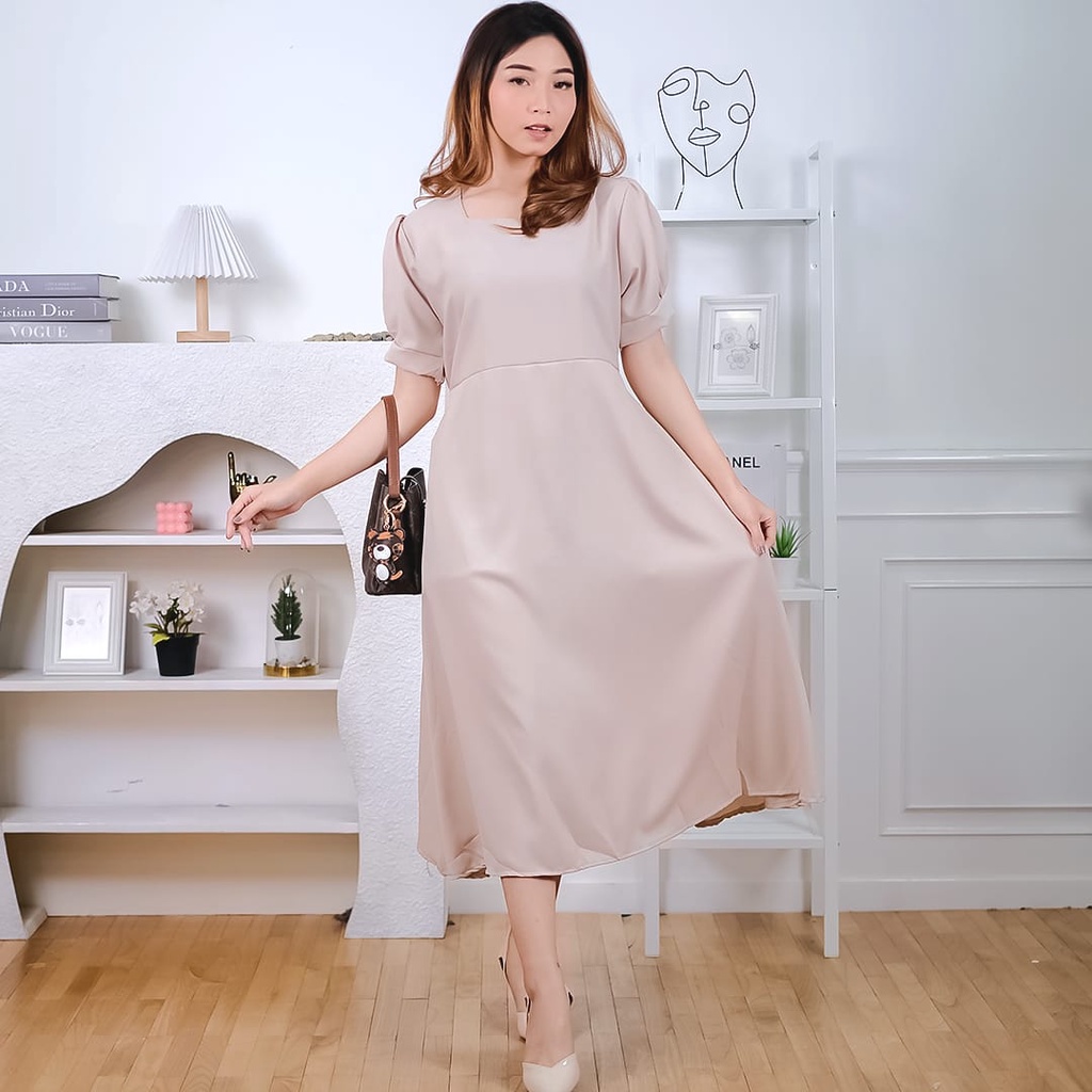 Tq88indonesia Baju Dress Wanita Terbaru / Lora Dolly Dress / Dress Polos Lengan Pendek