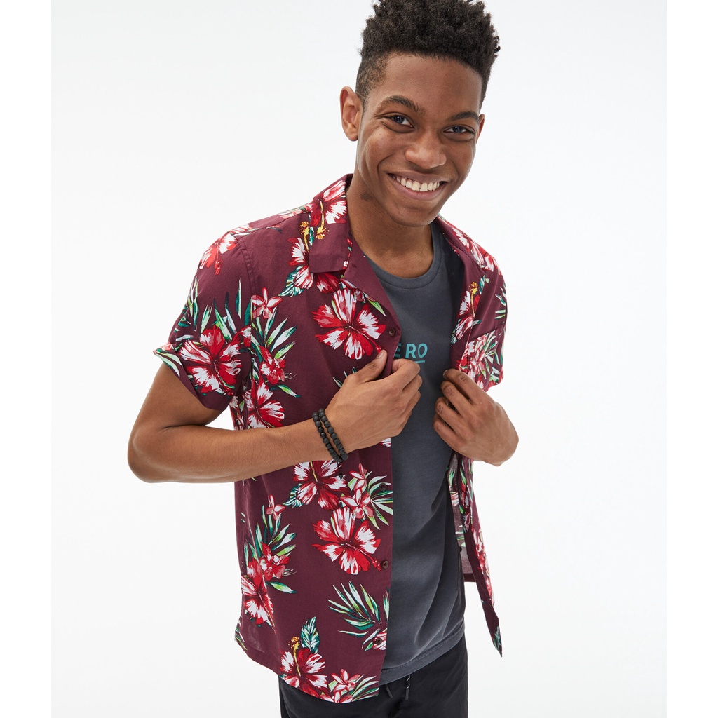 AEROPOSTALE Kemeja Resort Shirt Original Pantai Adem Formal Cotton Pria Floral