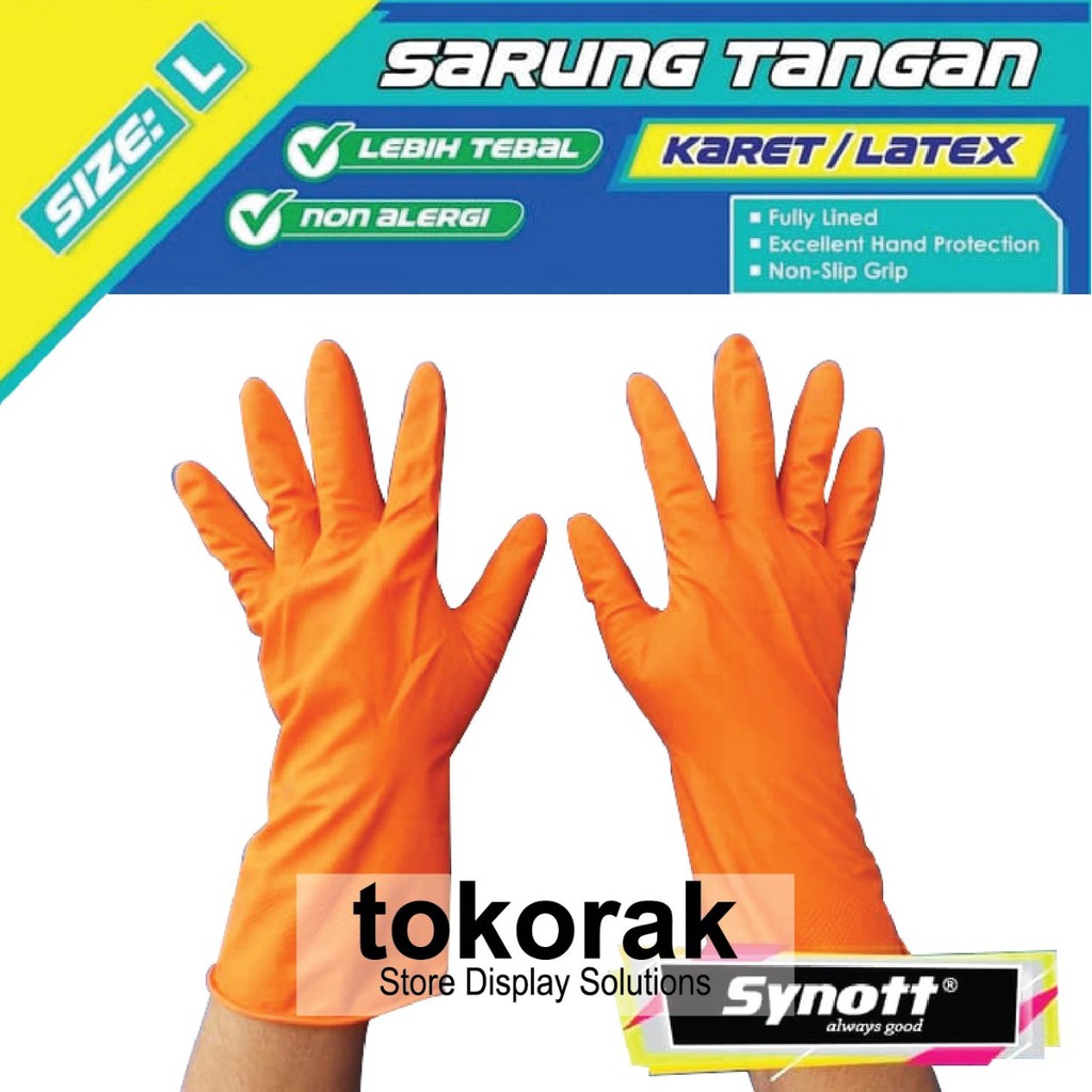 SARUNG TANGAN KARET LATEX DOT SIZE L SYNOTT SARUNG BERKEBUN CUCI PIRING KENDARAAN