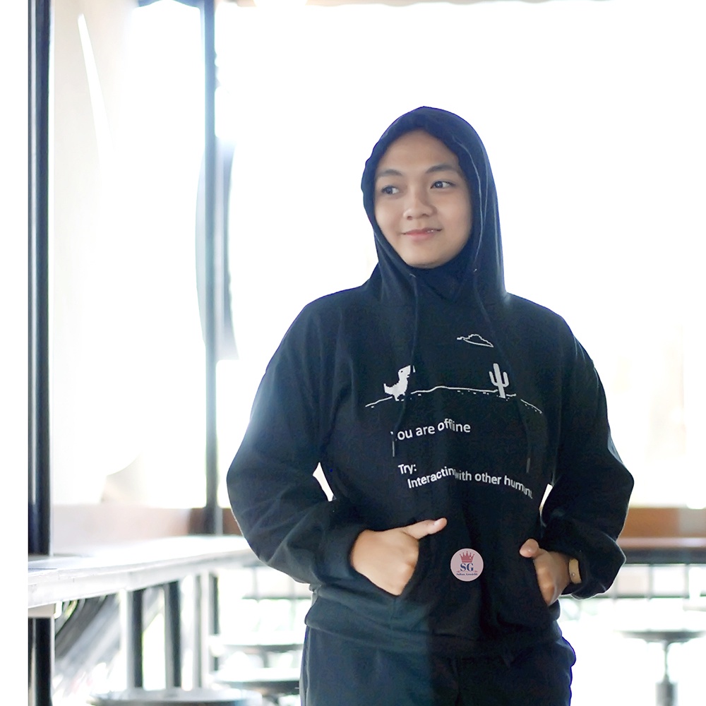 OFFLINE SWEATER JAKET HOODIE OVERSIZE WANITA | HOODIE OVERSIZE WANITA KOREAN STYLE-8