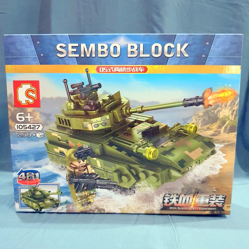 Sembo block 105427 army tank bisa digabung 4in1 tentara mainan perang