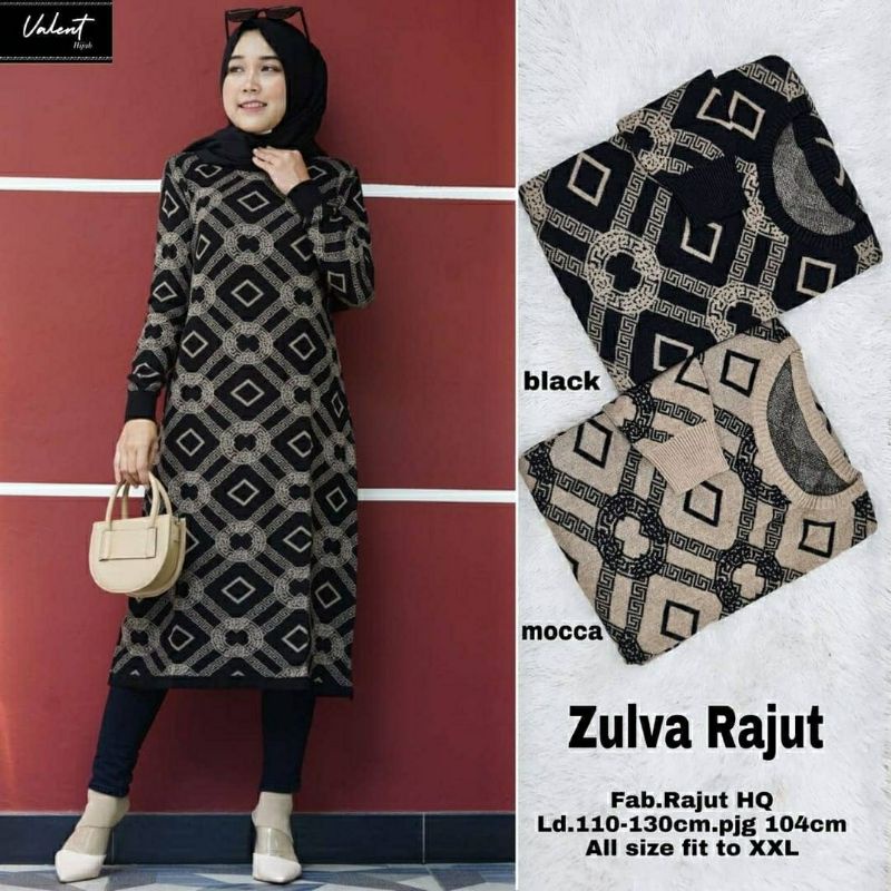 Zulva Rajut, TUNIK RAJUT JUMBO CANTIK BAHAN RAJUT PREMIUM LD 110-130 TERMURAH TERLARIS TERJUMBO OOTD