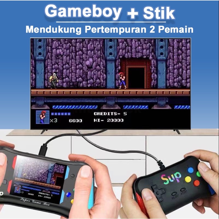 2PCS Gameboy Retro 500 in 1 SUP Konsol Ganda Tongkat Mini Game Boy Konsol Game Portabel
