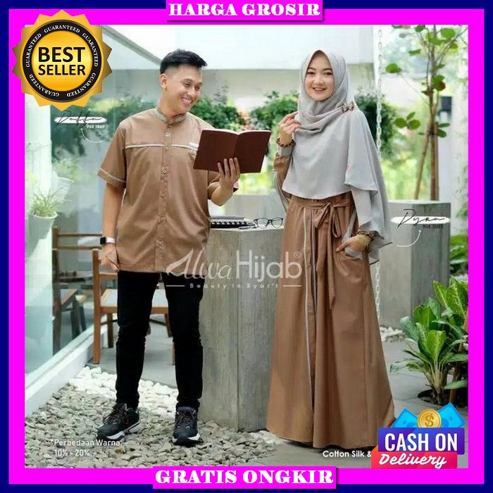 Baju Cauple Brukat Pasangan Muslim Casual Kondangan Terbaru 2023 Cp Marina Kekinian Elegan Ukuran Xl