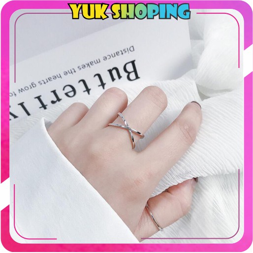 ✧YUKSHOPING✧ A034 Cincin Silang Fashion Korea Perhiasan Wanita Berongga Tiga Dimensi Stainless Steel