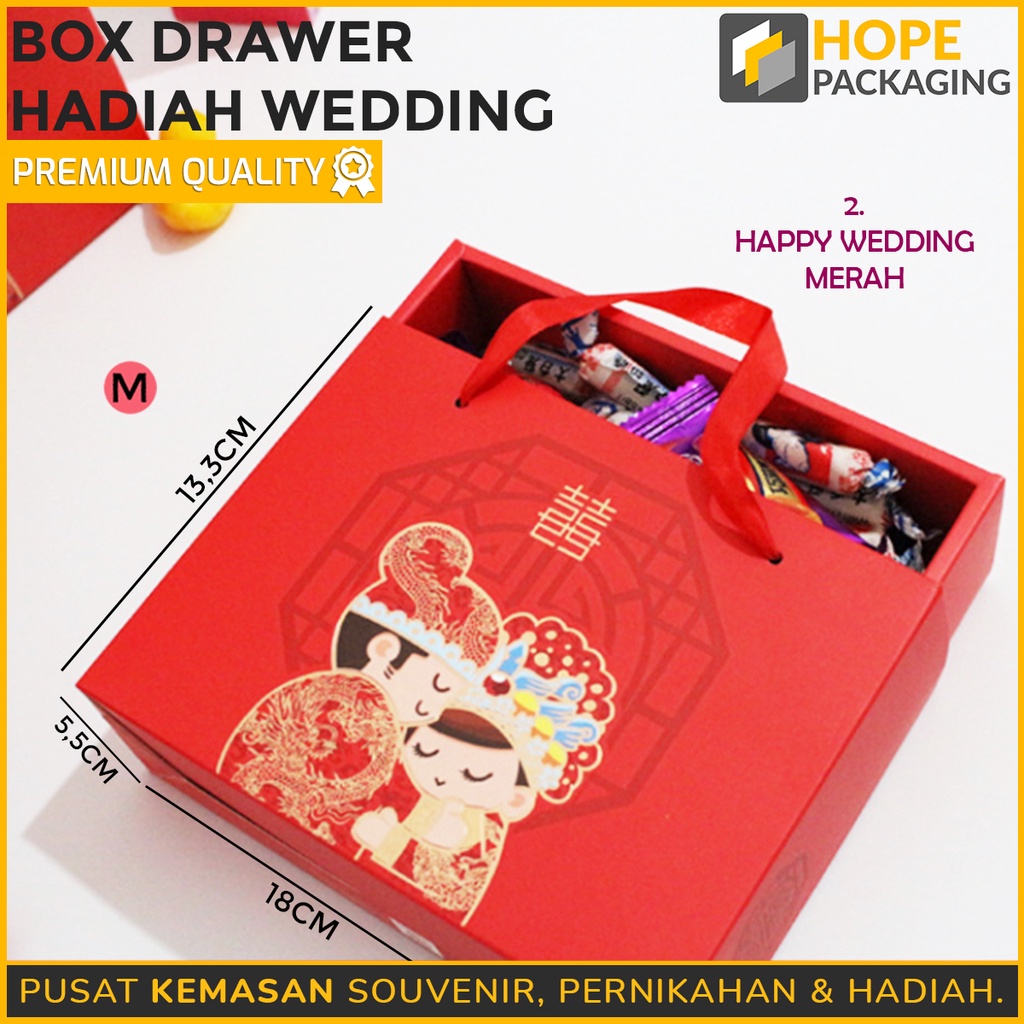 [3 pcs] Kotak Kemasan Box Drawer Merah Sangjit/Wedding / Paper Bag Tas Souvenir Cookies