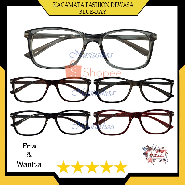 Kacamata anti radiasi Komputer Hp Kaca Mata Lensa Normal Blueray Untuk Wanita Pria Frame Persegi Panjang Transparan impor Korea Style NOCASE