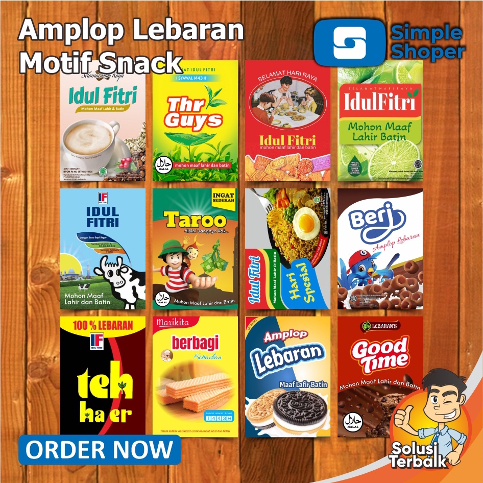 

Amplop Lebaran Unik Ukuran Mini (6cm x 8,5cm) Motif Snack