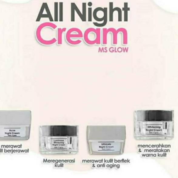 ㅰ Night cream ms glow , krim malam msglow original /Whitening/Acne/Jerawat/Flek/Luminous/ultimate/Da