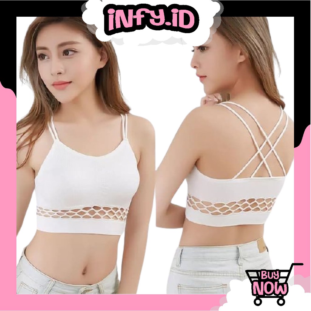 INFY - Sport Bra Pakaian dalam Wanita Spandek Tanpa Kawat BH Tali Sexy New Model Fashion B011 Import