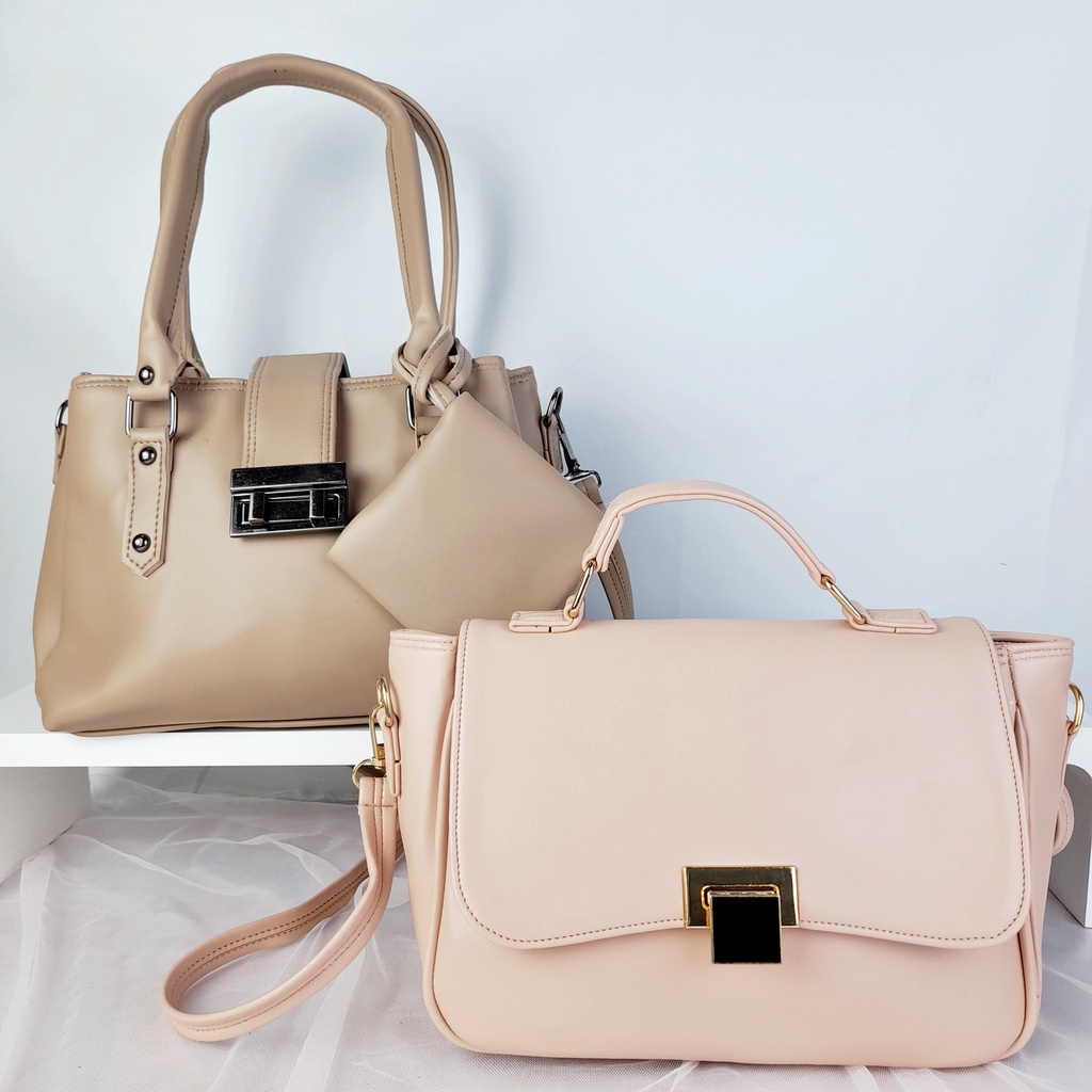 Tas Selempang Wanita Bahu Tenteng Ngantor Kuliah Kulit Leather Polos Premium Lokal  KT049 KT050