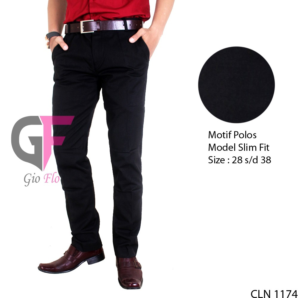 GIOFLO Celana Slim Fit Terbaru Formal Pria Black / CLN 1174