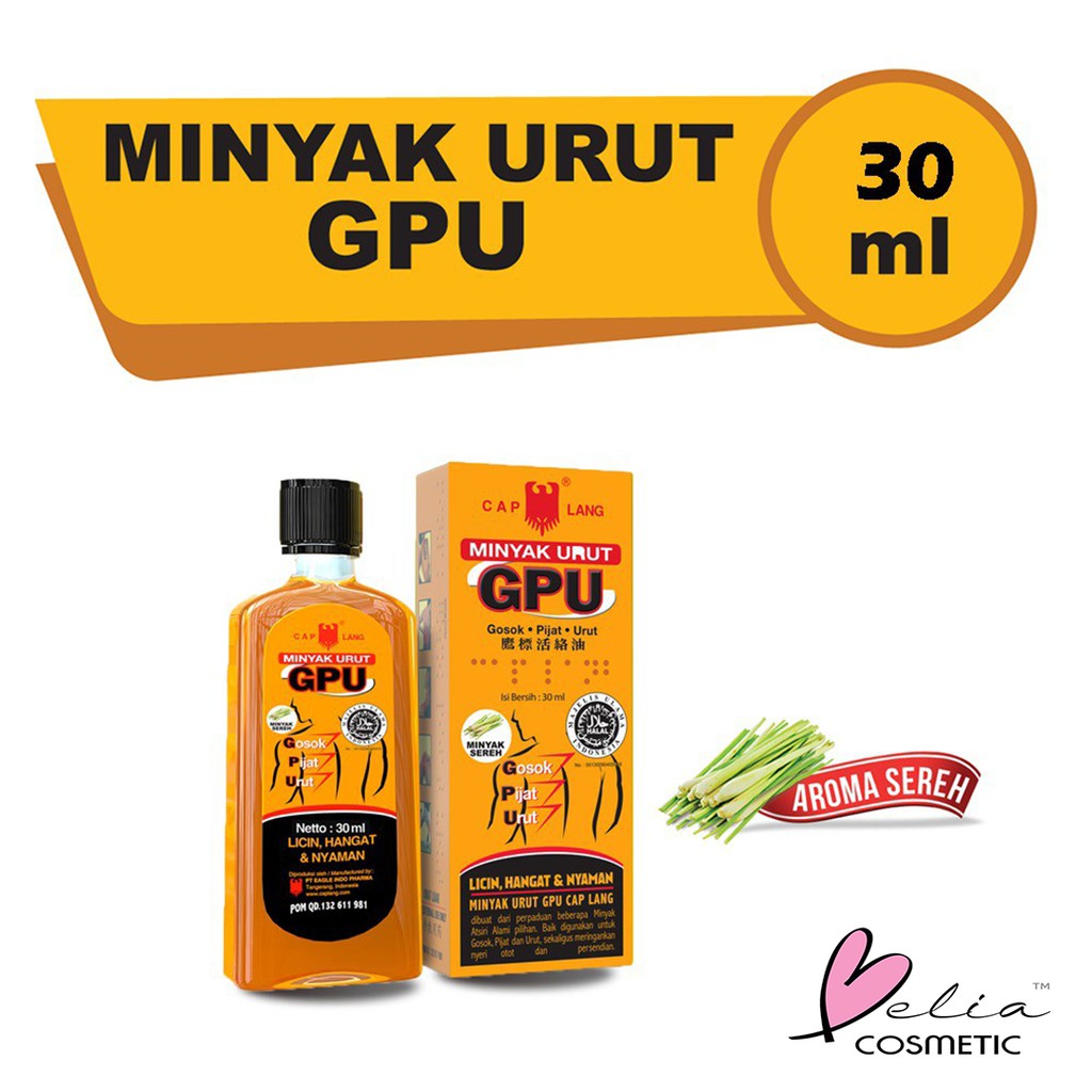 ❤ BELIA ❤ GPU Sereh Minyak Urut 30ml | 60ml Cap Lang