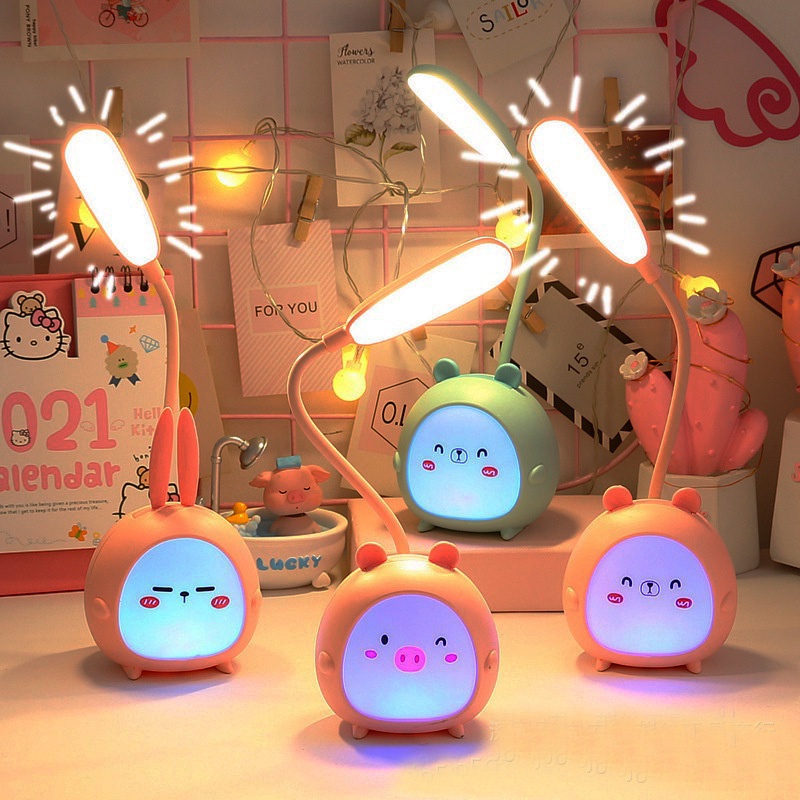Lampu Meja LED Bentuk Kartun Lucu Hemat Energi Dengan Port Charger USB
