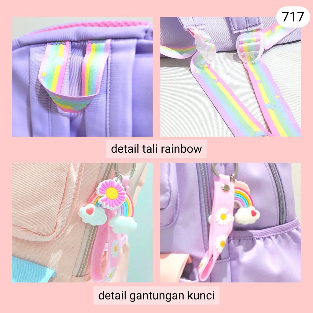 Tas Sekolah Anak Cewek Import Backpack SD Ransel Rainbow 717