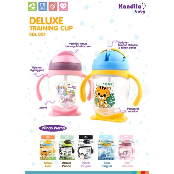 Kandila Baby Duluxe Training Cup 300ml KDL007 - Kandila Botol Minum Bayi - Botol Minum Sedotan Bayi Anti Sedak