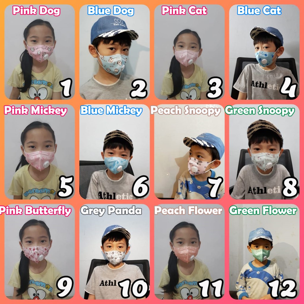 Masker Anak KN95 PM 2.5 Washable Mask dengan Filter Respirator / Valve