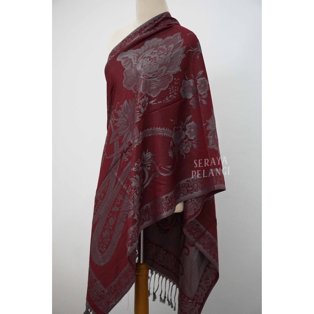 Pashmina Cashmere Keong 06 | Motif Keong/Bunga | Selendang | Scarf | Syal | Shawl | Pasmina Kashmir | Souvenir | Hadiah | Gift | Aksesoris Fashion | Import Quality | Grosir Murah