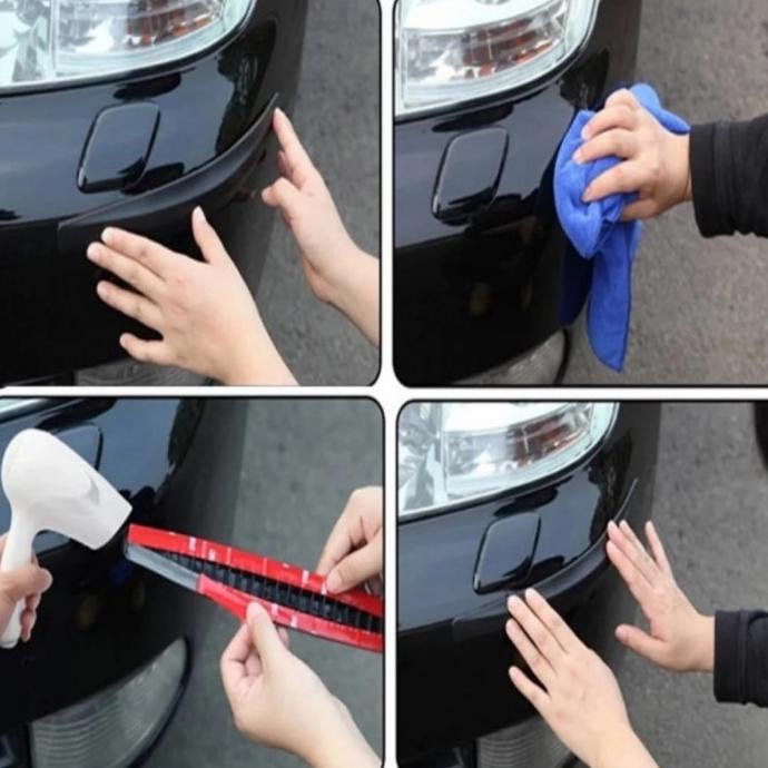 Bumper Guard Karet Pelindung Sudut Mobil SIRION Motif Karbon 021