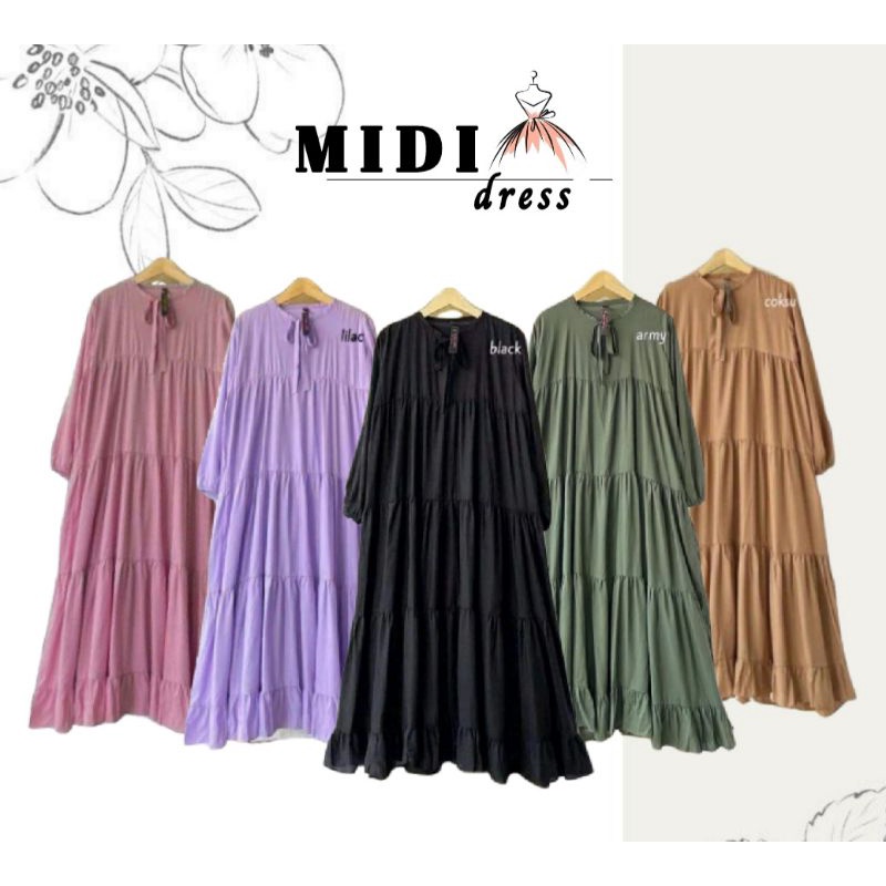 SOJIN MIDI DRESS || Midi dress rayon || Midi dress rayon polos