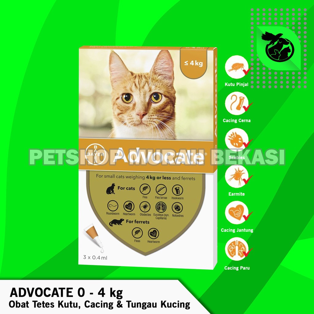 Obat Tetes Kutu Cacing Tungau Flea Scabies Kucing Advocate 0 – 4 KG