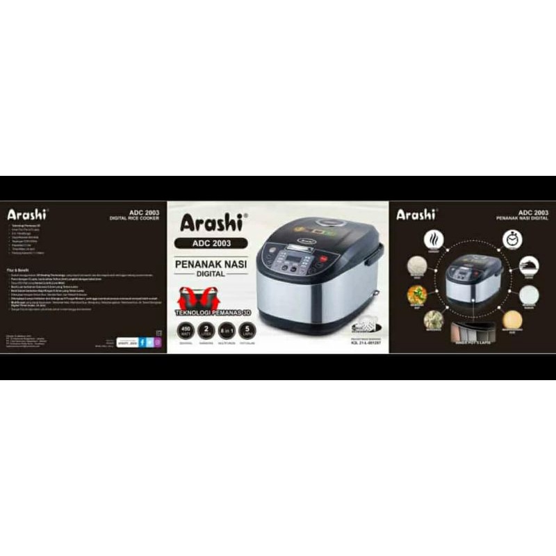 rice cooker DIGITAL 3D ARASHI 8 IN 1 ADC 2003 - magic com 2 liter - panas merata