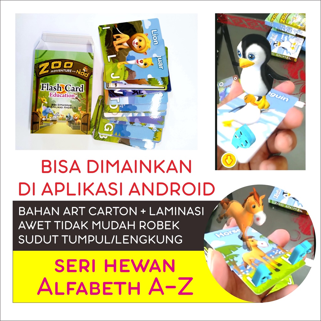 FLASH CARD ALFABET HEWAN 4D BISA DIMAINKAN DI APLIKASI ANDROID