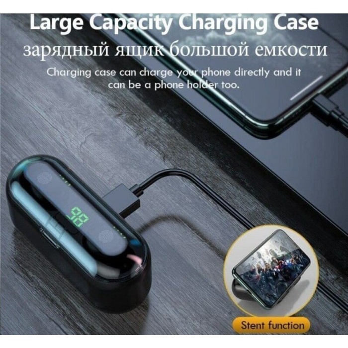 EARPHONE WIRELESS 4IN1 HEADSET SEKALIGUS POWERBANK ORIGINAL