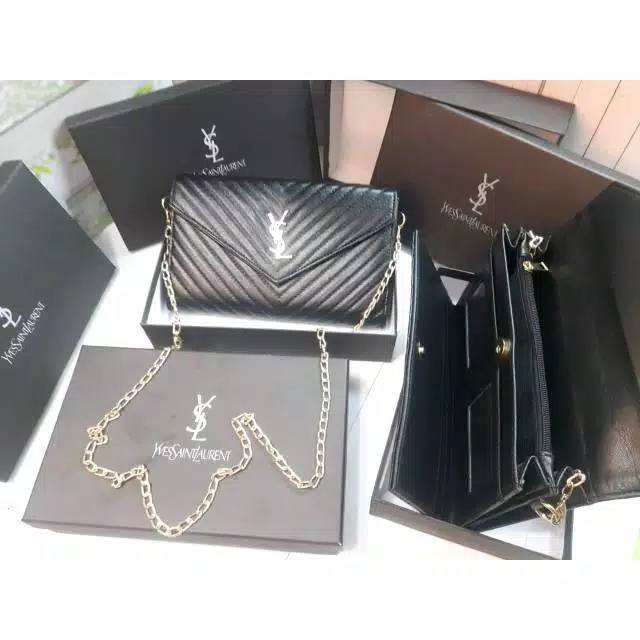 Clutch YSL salur lipat ( Free box+serti+dustbag)