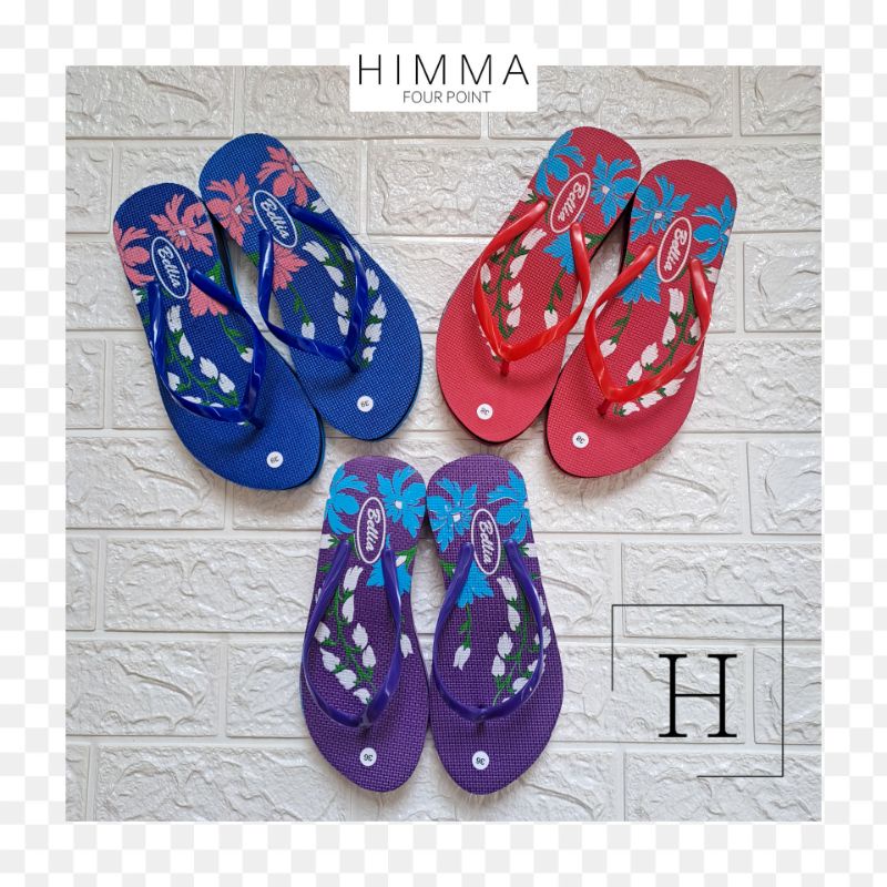 SANDAL JEPIT WADGES TINGGI SPONS WANITA SANDAL RUMAHAN MOTIF MELATI Bahan Spons Ringan