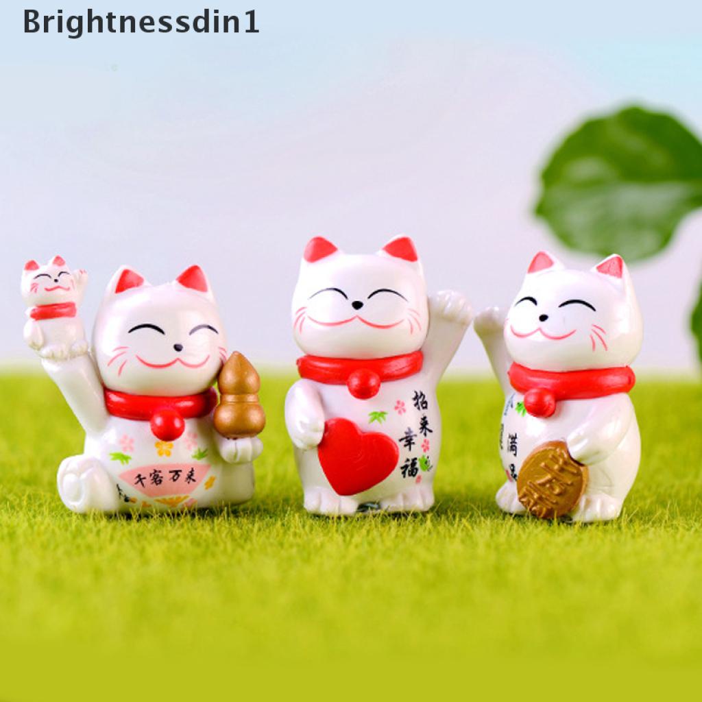 (Brightnessdin1) Miniatur Kucing Keberuntungan Untuk Dekorasi Rumah