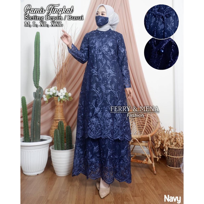 Kebaya Modern Gamis Tulle Tingkat Lavender Dan Warna Lain