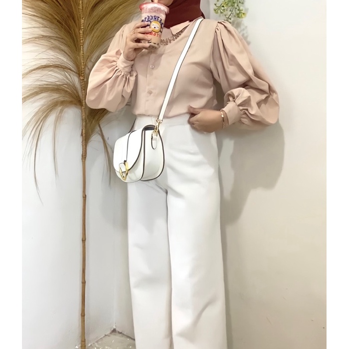 Ayana Blouse Baju Kemeja Lengan Balon Puffy Korean Style Fashion Atasan Wanita Kekinian Muslim Dinner Party Casual