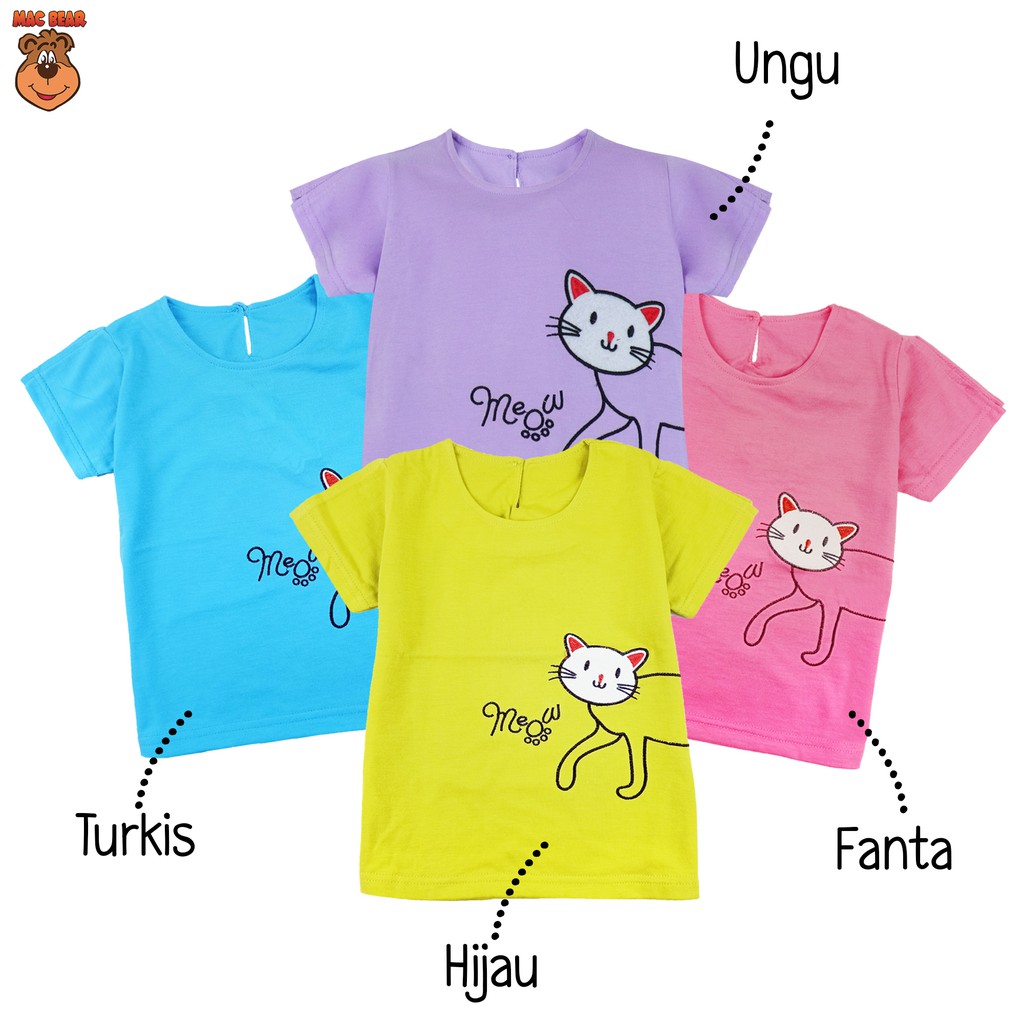 MacBee Kaos Anak Perempuan Cat Amey Meow 6 bulan 12 MacBee Kaos Anak Perempuan Cat Amey Meow 6 bulan 12