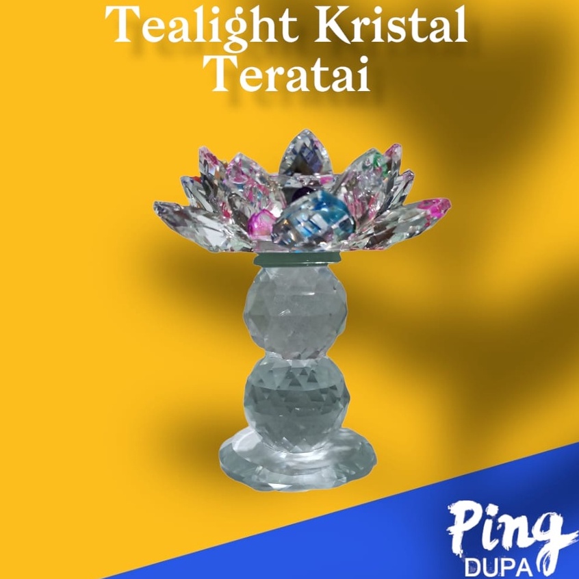 Tempat Lilin Blossom Lotus Teratai Mekar Tealight Kristal Kaca Cantik Elegan Berhadiah Lilin Kualitas Import