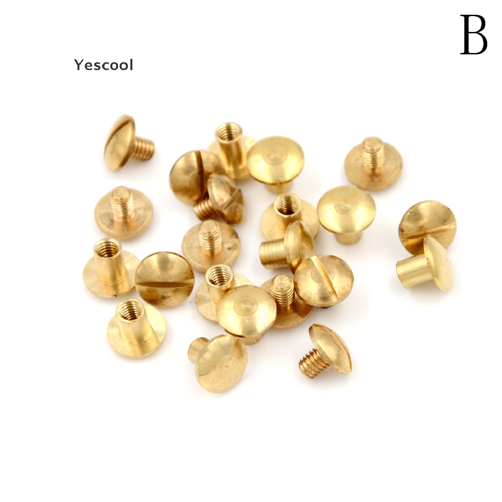 Yescool 10pcs Kancing Rivet Bahan Kuningan Polos Ukuran 6mm Untuk Ikat Pinggang Kulit