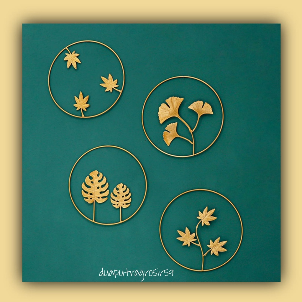 Hiasan Dinding Besi Gold / Hiasan Dinding Estetik / Hiasan Dinding Ruang Tamu / Gantungan Dinding Em