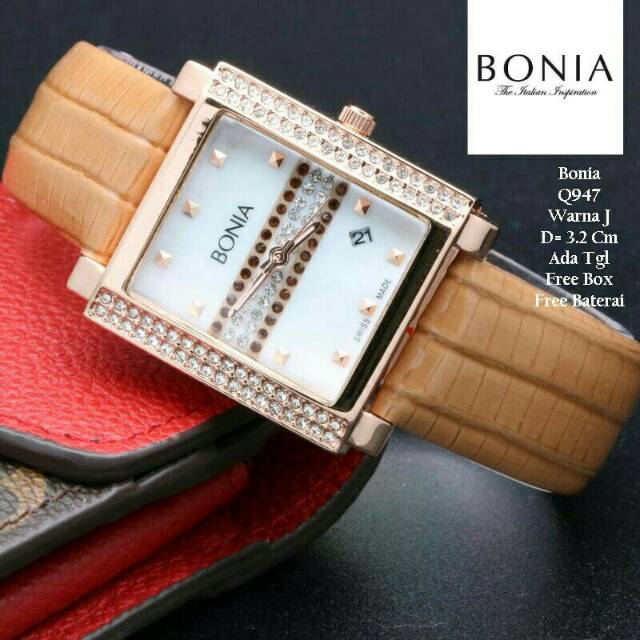 JAM TANGAN CEWEK/WANITA BONIA DIAMOND KULIT KW SUPER TERBARU ELEGANT HARGA BERSAHABAT