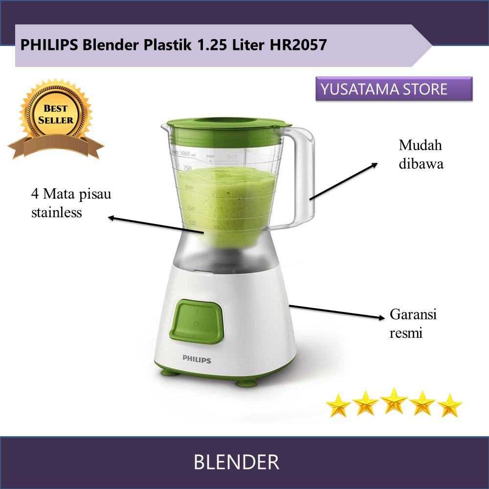blender juicer belender perlengkapan rumah Plastik garansi murah philips 1.25 Liter HR2057