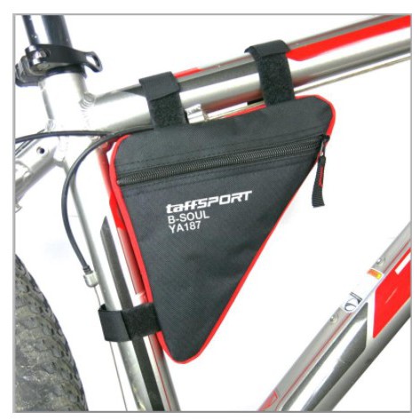 [TASSEPEDA] - TaffSPORT Tas Sepeda Segitiga Nylon Waterproof - YA187 - Black/Red