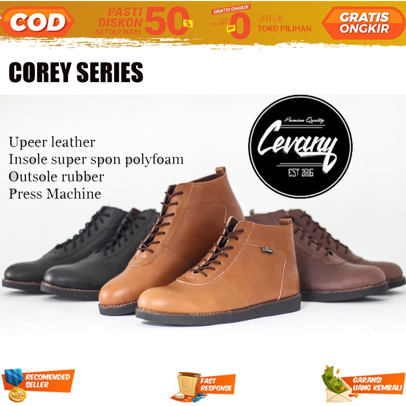 Sepatu Ankle Boots Ori Pria Casual Semi Formal Bahan Kulit Sapi 100% Premium Series - Bots Chukka Gr