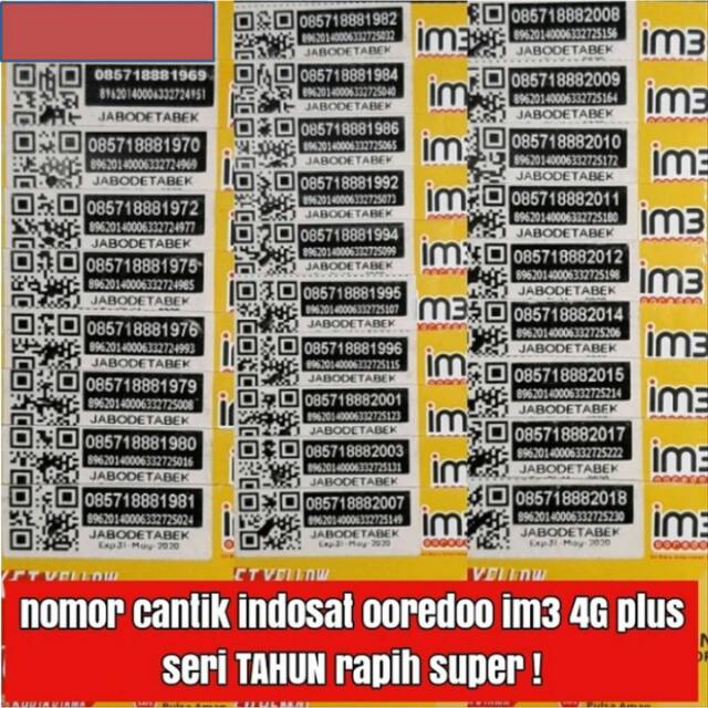 No Cantik Perdana IM3 Ooredo 4G seri Tahun 0857 1888 xxxx 0856 0110 xxxx Kartu IM3