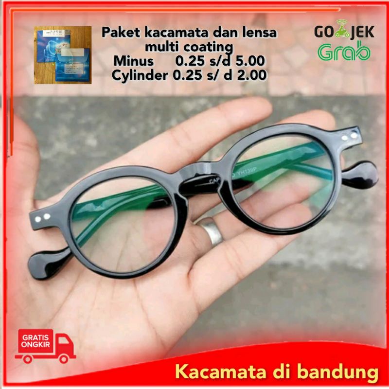 Kacamata frame retro classic oval kecil + lensa antiradiasi minus dan normal