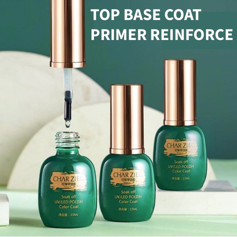 CHARZIEG Base &amp; Top Coat Primer Reinforce Gel Perawatan Kuku 15 ml KU007