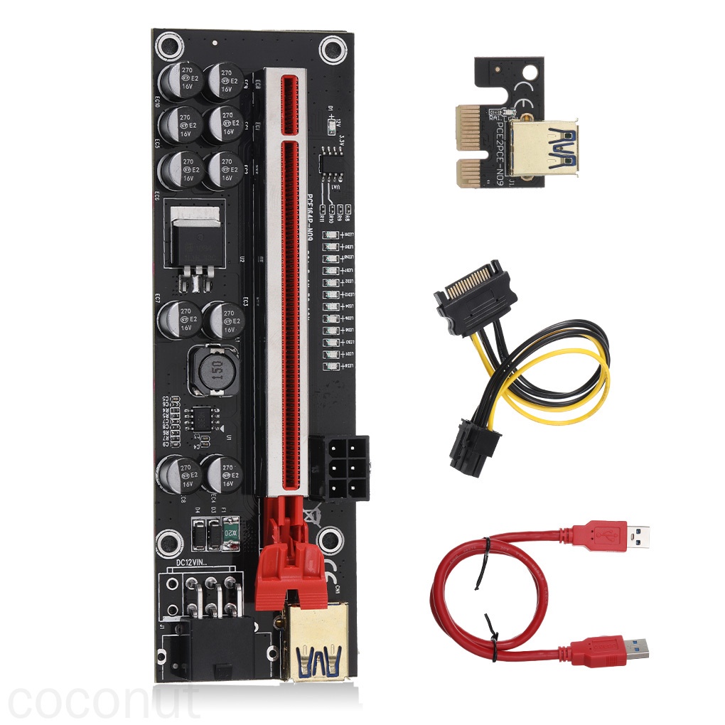 Adapter Riser Card Pci-Express Extender 10 Solid Capacitors Pci-Express Dengan Kabel Usb 3.0