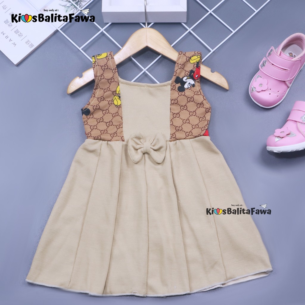 Dress Riani uk 2-3 Tahun / Dres Yukensi Anak Perempuan Baju Tanktop Pakaian Plisket Gaun Import